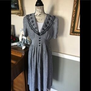 Rare Vintage 1980’s Midi Flower Collar Dress M‼️FINAL PRICE DROP